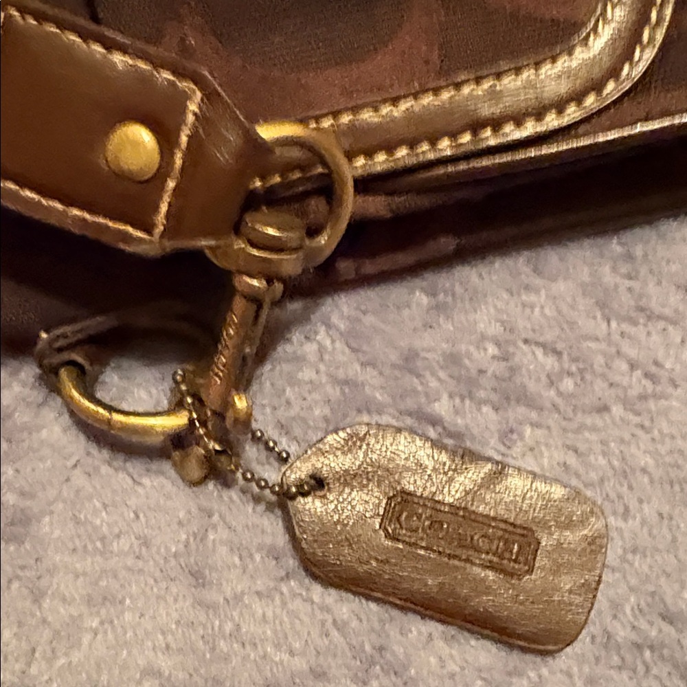 Coach dark brown canvas bag with leather trim - Picture 5 of 6